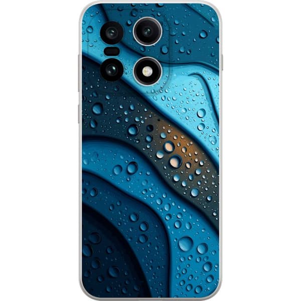 Kompatibelt Mobildeksel til OnePlus 15 Blå abstrakte bølger med glitrende vanndråper i moderne grafisk design blå