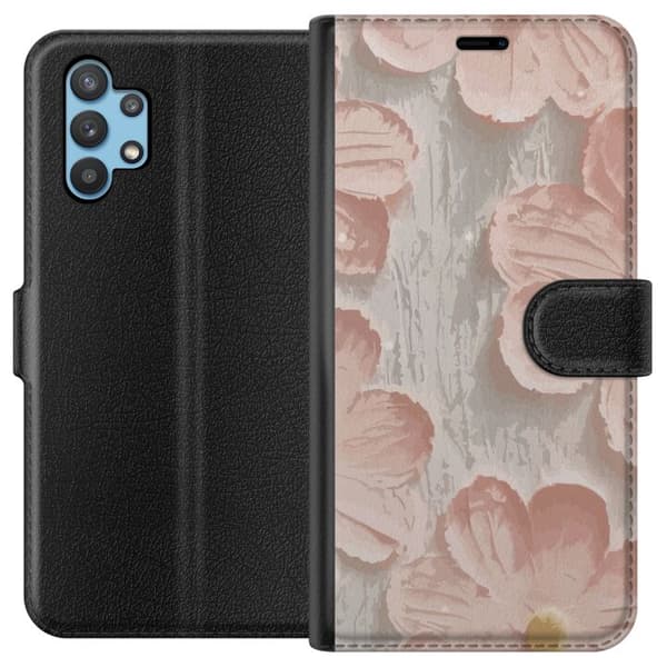Kompatibel Tegnebogsetui til Samsung Galaxy A32 5G Rosa Blomster