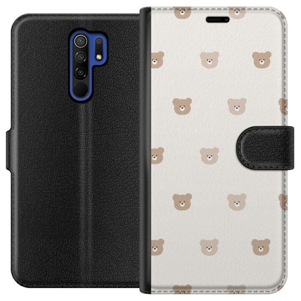 Xiaomi Redmi 9 Lompakkokotelo Teddy-tausta - söpöt teddykarh