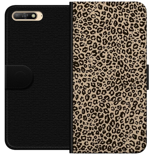 Huawei Y6 (2018) Tegnebogsetui Leopard Mønster