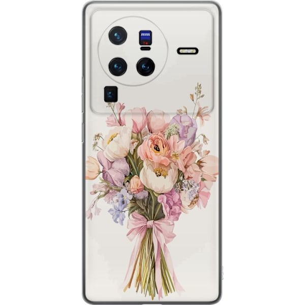 vivo X80 Pro Läpinäkyvä kuori Kännykkäkuori värikkäällä kukkakimpulla romanttisessa tyylissä