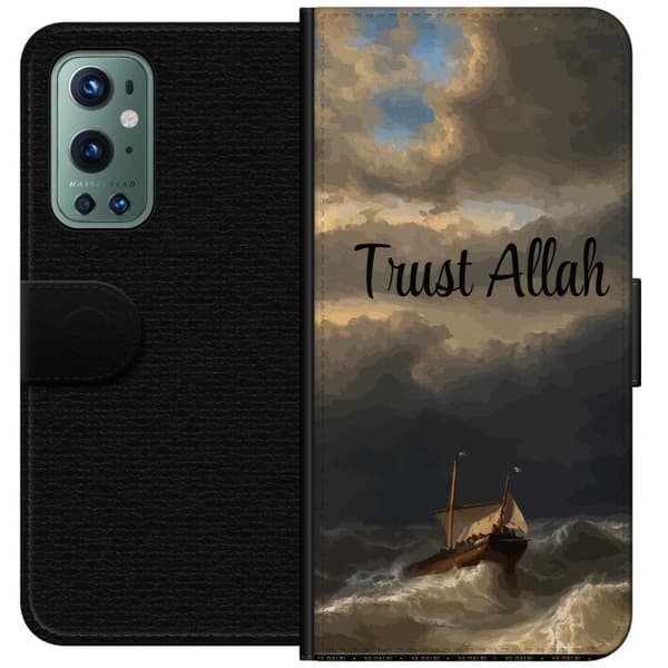 Kompatibelt Plånboksfodral till OnePlus 9 Pro Trust Allah över stormigt hav brun