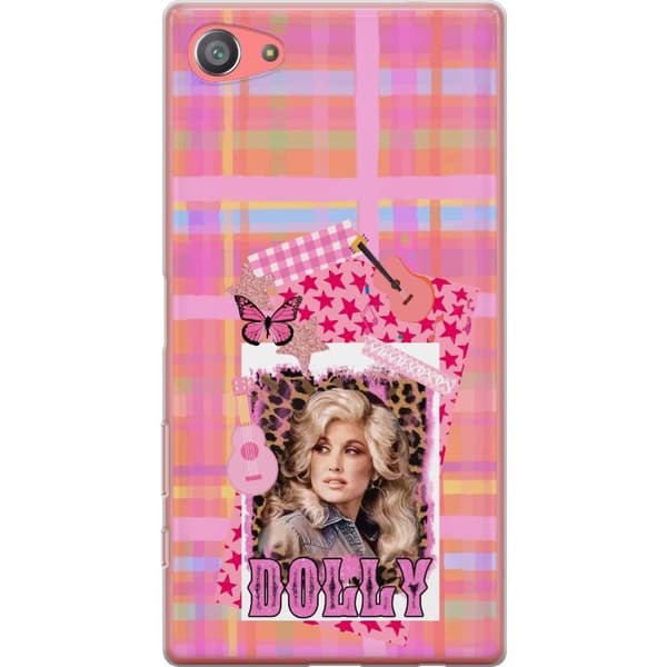 Kompatibelt Mobildeksel til Sony Xperia Z5 Compact Dolly Parton rosa countrycollage med gitarr rosa