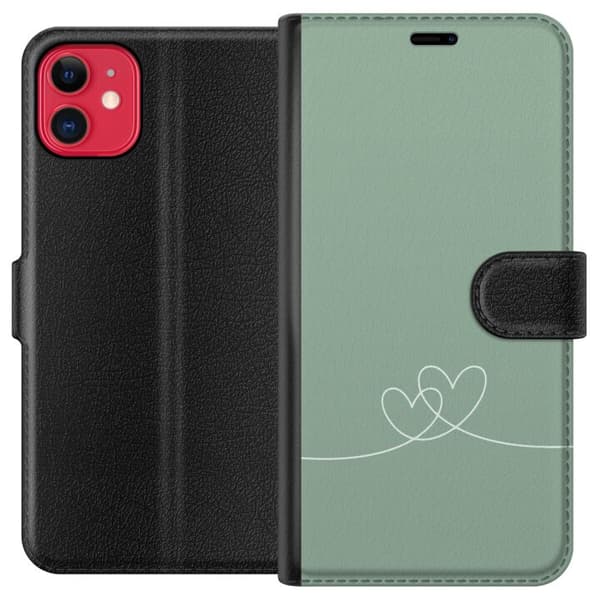 Yhteensopiva Lompakkokotelo Apple iPhone 11 Vihreä Sydän
