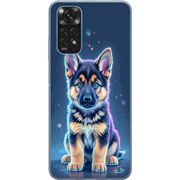 Kompatibelt Mobildeksel til Xiaomi Redmi Note 11S Neonlyst schäfervalp med blå og lilla lys-effekter blå