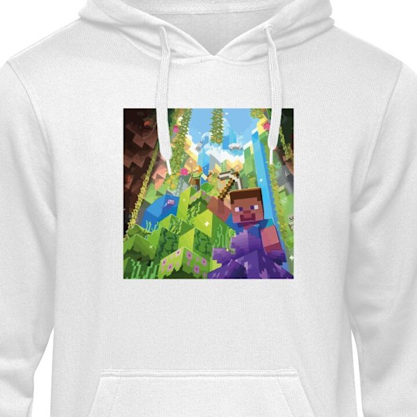 Hoodie för Vuxen | Bekväm Huvtröja Minecraft vit L