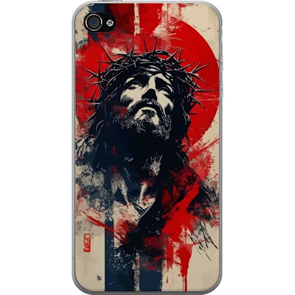 Apple iPhone 4 Gennemsigtig cover Jesus med kors - kristent mo