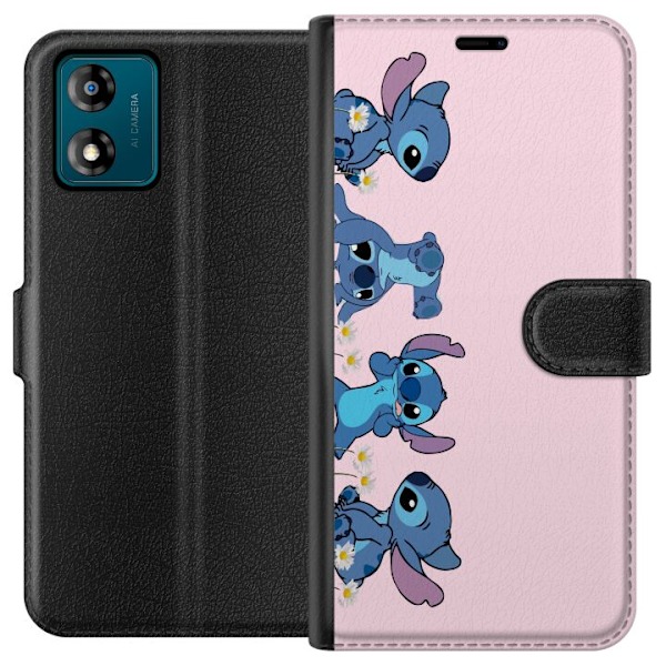 Motorola Moto E13 Tegnebogsetui  Stitch Grin & Leg – Perfekt