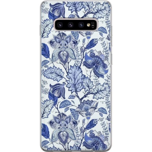Samsung Galaxy S10+ Gjennomsiktig deksel Blomster Blå...