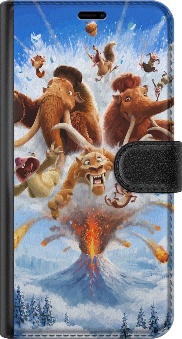 Kompatibelt Lommeboketui til Apple iPhone 5 Mammuter, Sid og sabeltanntiger over en vulkan i et snølandskap flerfarget
