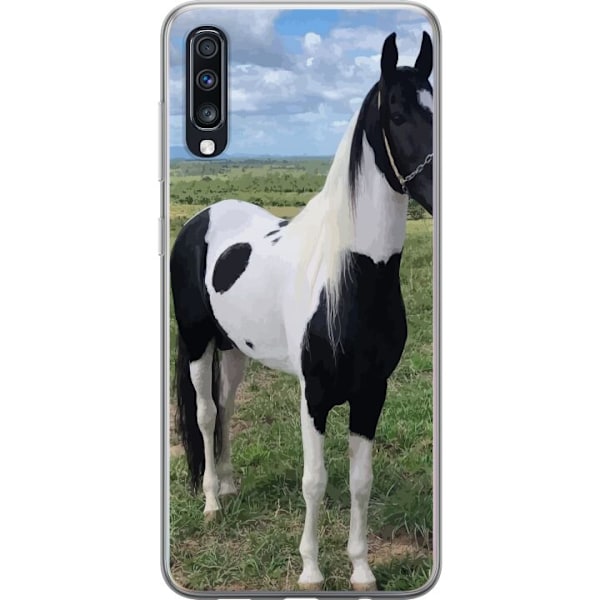 Samsung Galaxy A70 Gennemsigtig cover Hestemagi - stiliseret hest i en rolig farveskala