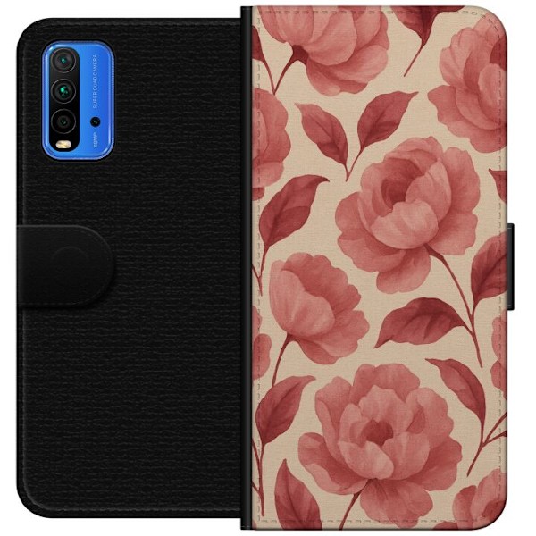 Xiaomi Redmi Note 9 4G Lompakkokotelo Ruusun Kukinta