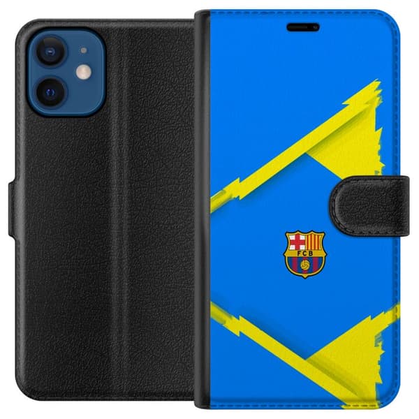 Kompatibelt Plånboksfodral till Apple iPhone 12 Blågul fotbollsdesign blå
