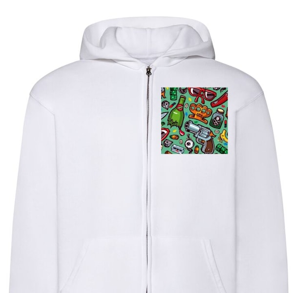 Zip-Hoodie | Hættetrøje med Lynlås til Voksne Figurer hvid L