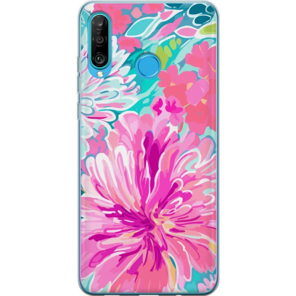 Huawei P30 lite Genomskinligt Skal Blomsterruska