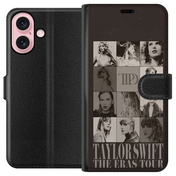 Apple iPhone 16 Tegnebogsetui Taylor Swift Sort/Hvid