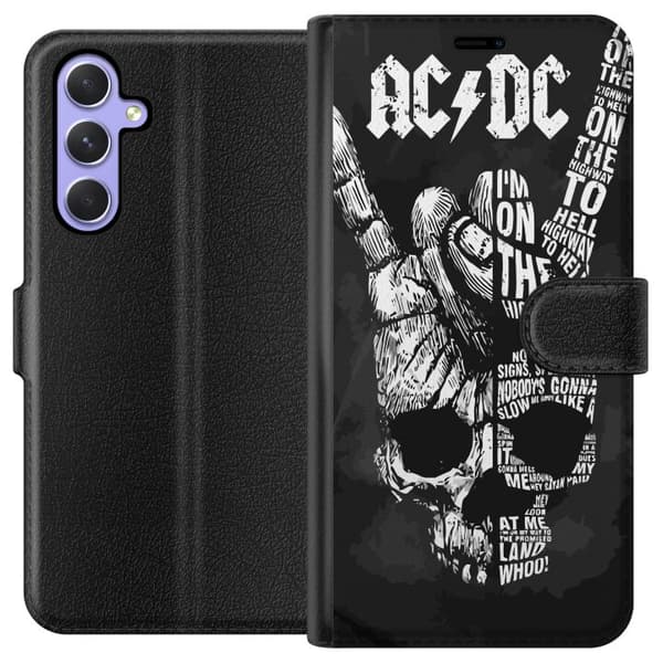 Kompatibelt Plånboksfodral till Samsung Galaxy A54 AC DC Rockband Musik Gitarr