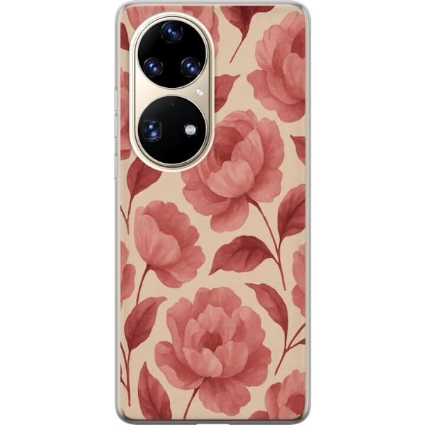 Huawei P50 Pro Genomskinligt Skal Rose Bloom