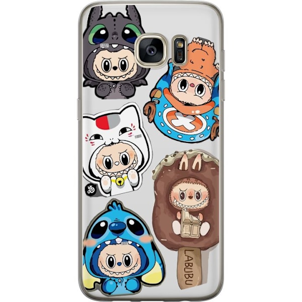 Samsung Galaxy S7 edge Läpinäkyvä kuori Labubu hahmokokoelma - Pop Mart Labubu The Monsters väriluulisessa muotoilussa