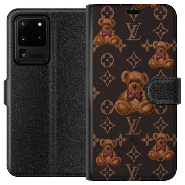 Samsung Galaxy S20 Ultra Plånboksfodral Louis Vuitton Teddy Bear Mönster Lyx Mode Design Populärt Motiv Fashion Trend Lyxiga Accessoarer
