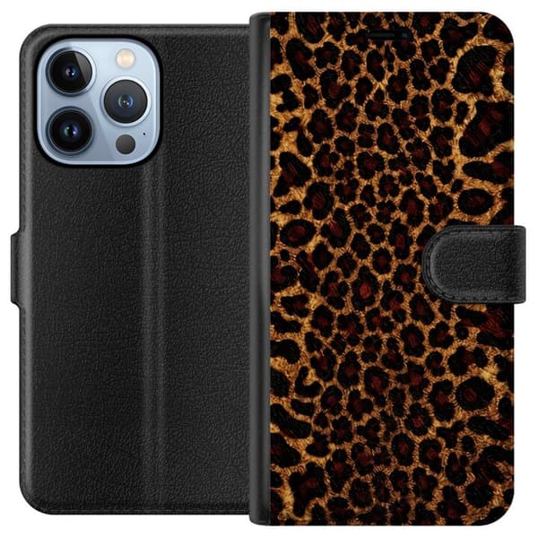 Kompatibel Tegnebogsetui til Apple iPhone 13 Pro Vild leopard brun