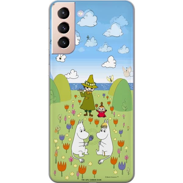 Kompatibelt Mobildeksel til Samsung Galaxy S21 Mumin i blomsteräng grønn