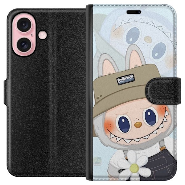 Apple iPhone 16 Tegnebogsetui Labubu med hat - Pop Mart figur Mr. Butcher i retro-stil med karakter