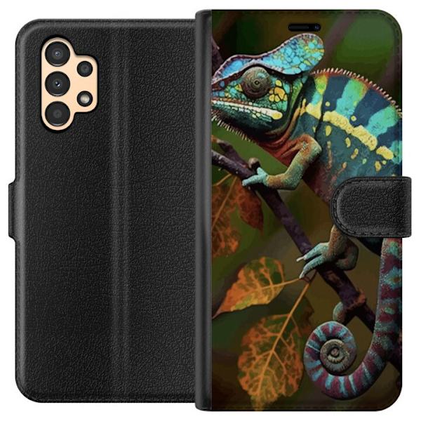 Samsung Galaxy A13 Plånboksfodral Ödla Grafisk Streetwear Design Djurmönster Modern Urban Stil Populärt Motiv Kreativ Art Trend