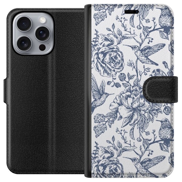 Apple iPhone 16 Pro Max Plånboksfodral Blomster & Fåglar –