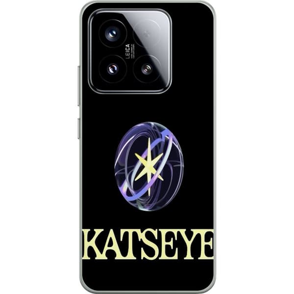 Kompatibel Mobilcover til Xiaomi 15 KATSEYE-logo med gul stjerne, lilla omløbsringe og lys typografi på sort baggrund sort