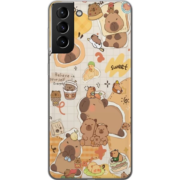 Samsung Galaxy S21+ 5G Läpinäkyvä kuori Kawaii capybara mobilskal med gulliga djurmotiv