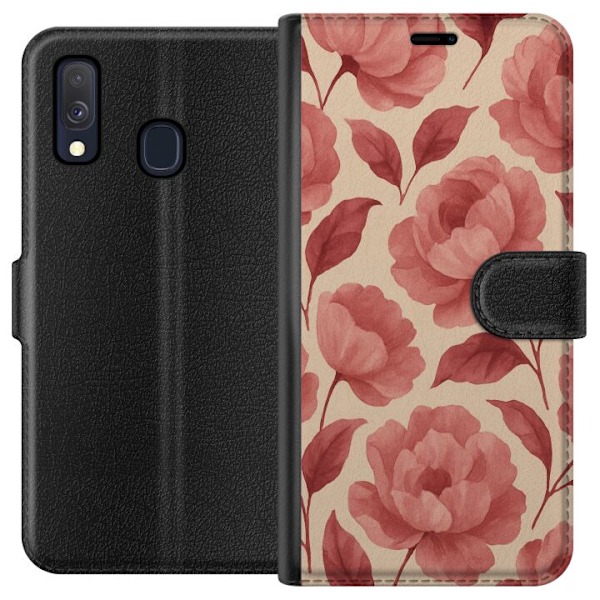 Samsung Galaxy A40 Tegnebogsetui Roseblomst