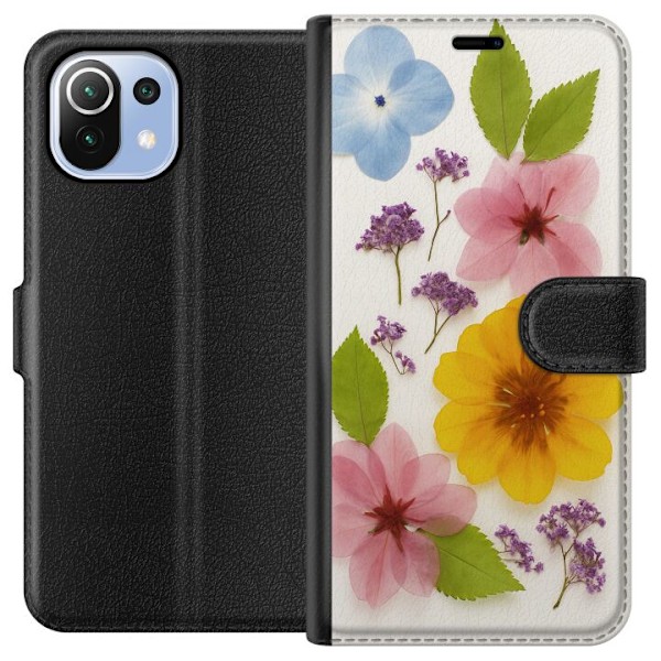 Xiaomi Mi 11 Lite Plånboksfodral Pressade blommor