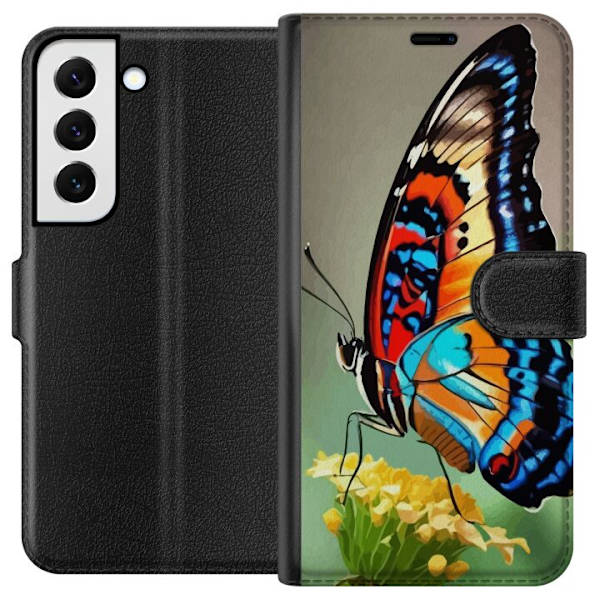 Samsung Galaxy S22+ 5G Plånboksfodral Fjäril Natur Sommar Motiv Vingar Färgstark Design Populär Dekor Grafiskt Exotiskt Tema