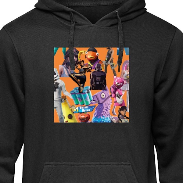 Barn-Hoodie | Mjuk Huvtröja för Barn Fortnite svart 7-8 År