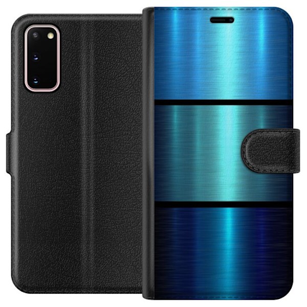 Samsung Galaxy S20 Lompakkokotelo Sininen Metalliset Rajat