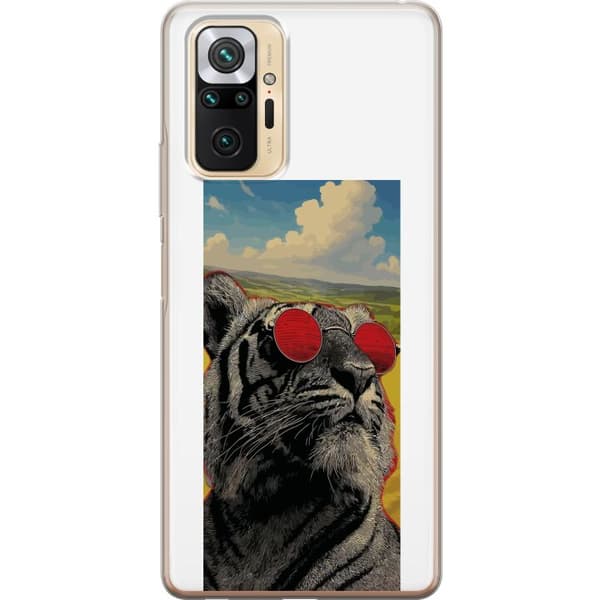 Kompatibelt Mobildeksel til Xiaomi Redmi Note 10 Pro Cool tiger med røde solbriller i popkunststil grå