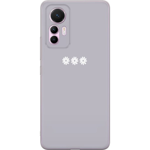Xiaomi 12 Lite Genomskinligt Skal Lila Blomminimalism – stilrent blommotiv på lila bakgrund