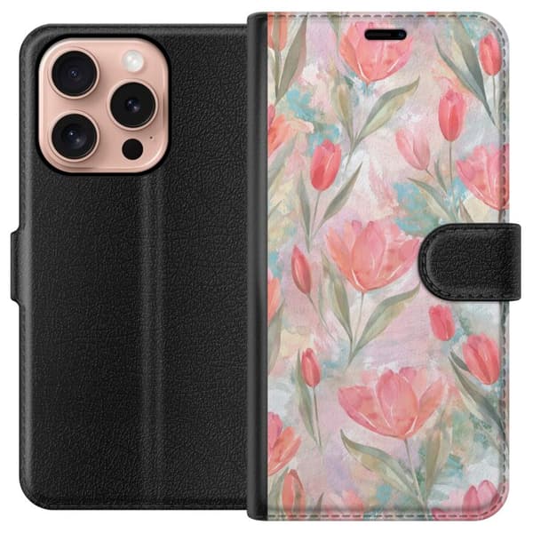 Kompatibel Tegnebogsetui til Apple iPhone 16 Pro Tulips in Bloom