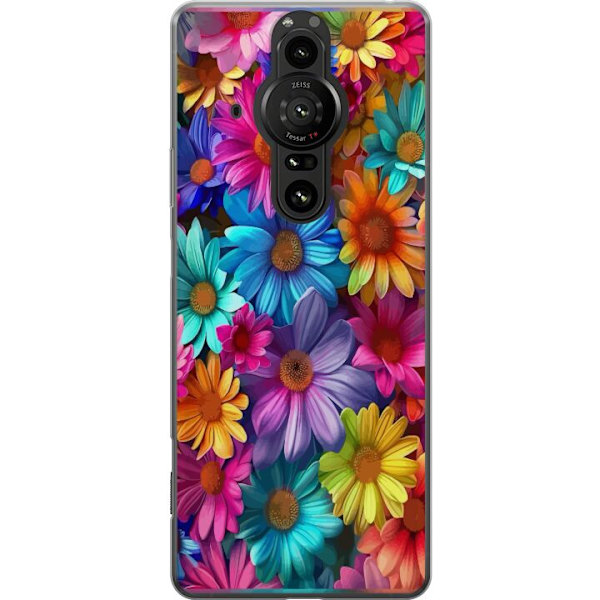 Sony Xperia Pro-I Läpinäkyvä kuori Gerbera Kukat Värikäs Koriste Kukka Motiivi Suosittu Kotisisustus Väririkas Seinätaide Suunnittelu