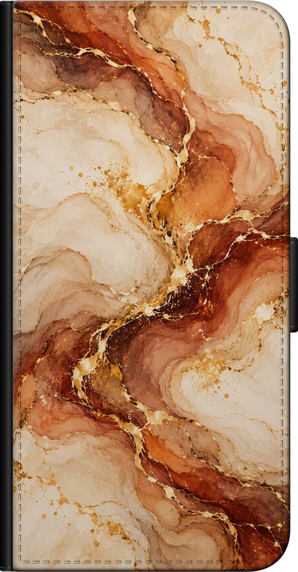 Kompatibelt Plånboksfodral till Xiaomi Redmi Note 9 Pro Bronsmarmor beige