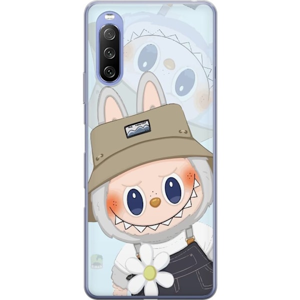 Sony Xperia 10 III Lite Genomskinligt Skal Labubu med hatt – Pop Mart-figur Mr. Butcher i retro stil med karaktär