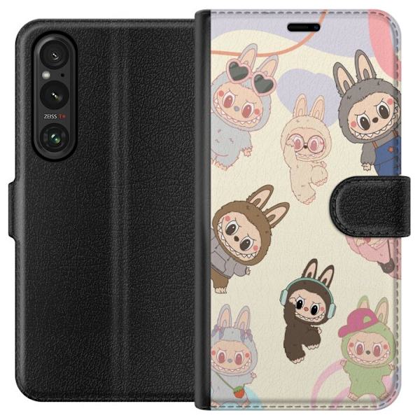 Sony Xperia 1 V Tegnebogsetui Labubu Pop Mart Samling Motiv Figur Samling Design Populært Art Toy Pop Mart Kreativ Grafisk