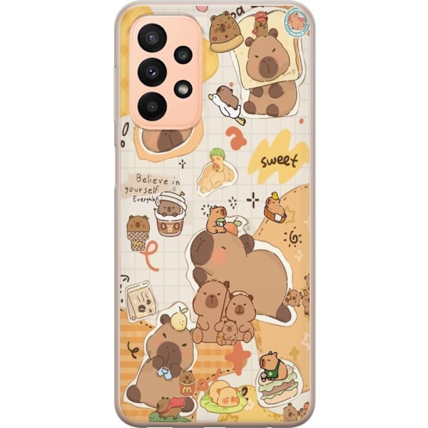 Samsung Galaxy A23 Genomskinligt Skal Kawaii capybara mobilskal med gulliga djurmotiv