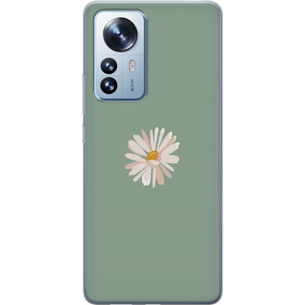 Xiaomi 12 Pro Läpinäkyvä kuori Vihreä Minimalikukka - tyylikäs kukka vihreällä taustalla