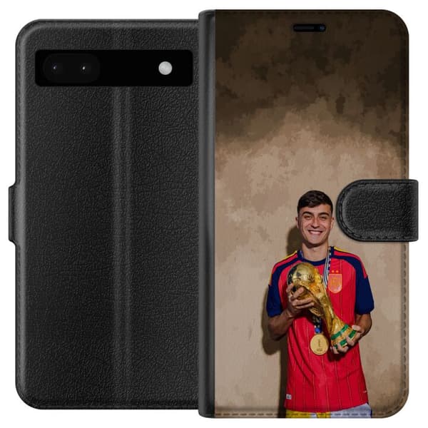 Kompatibel Tegnebogsetui til Google Pixel 6a Pedri holder VM-trofæet, fodboldstjerne Spanien supporterdesign rød
