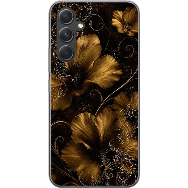 Kompatibel Mobilcover til Samsung Galaxy S24 Gylden Noir-blomstring sort