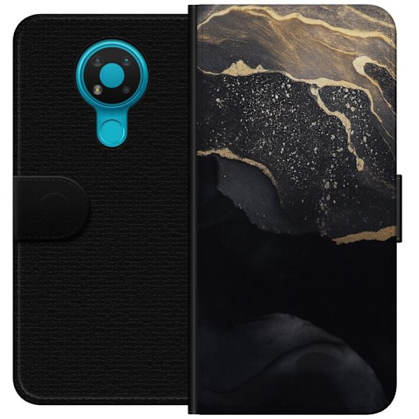 Nokia 3.4 Plånboksfodral Svart guld abstrakt