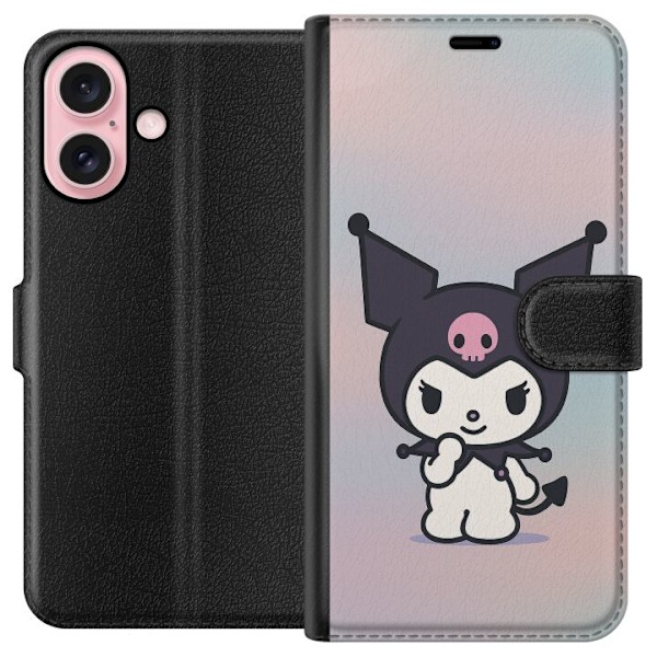 Apple iPhone 16 Lompakkokotelo Kawaii Sanrio Kuromi