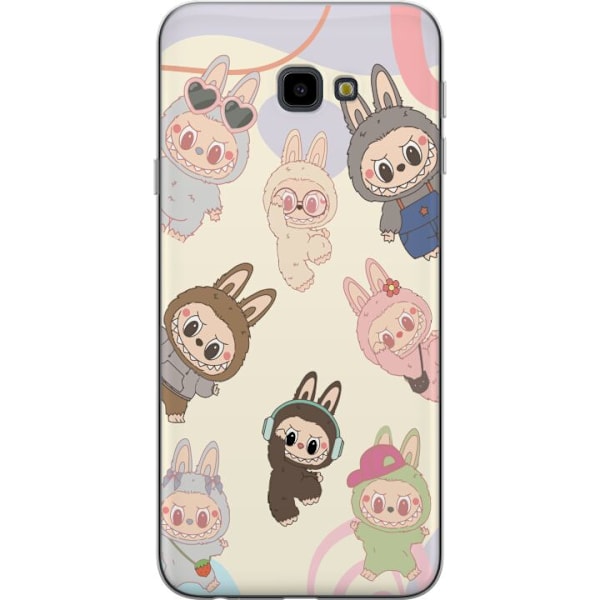 Samsung Galaxy J4+ Genomskinligt Skal Labubu Pop Mart Kollektion Motiv Figur Samling Design Populärt Art Toy Pop Mart Kreativ Grafiskt